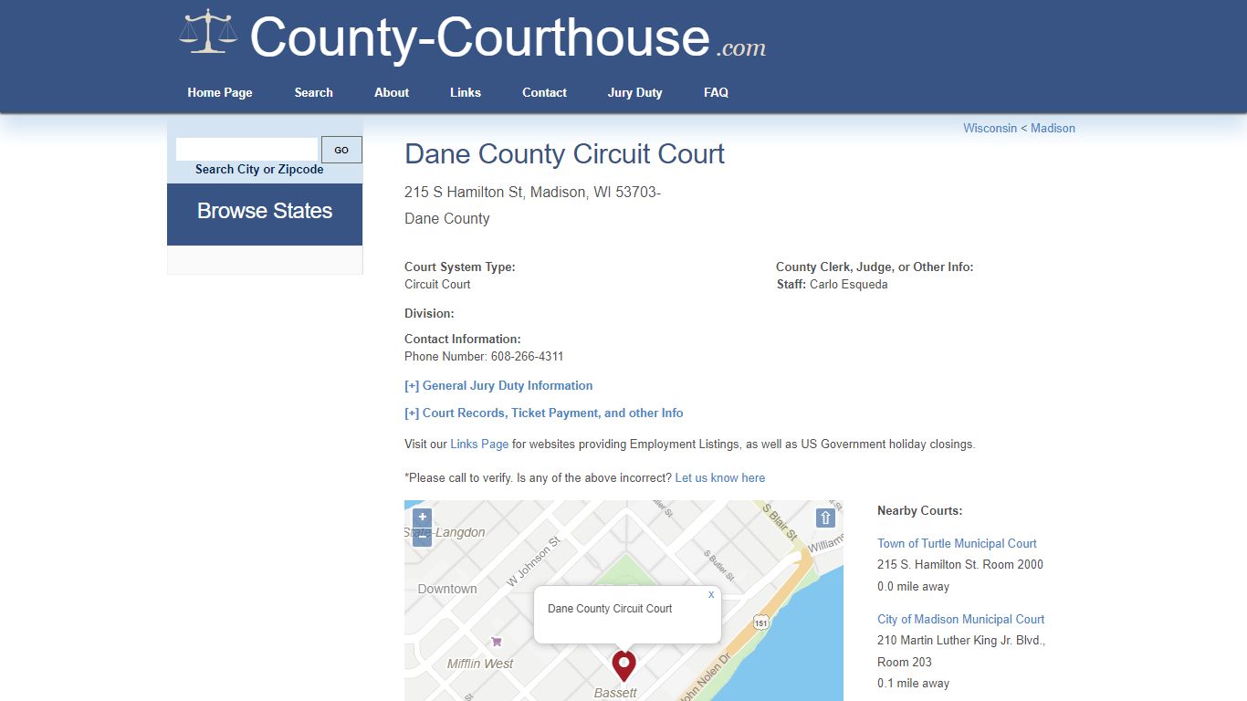 Dane County Circuit Court in Madison, WI - Court Information